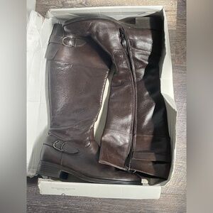 ALDO BORTH-22 Brown Leather Tall Riding Boots Women's US 9 UK 7 EUR 40